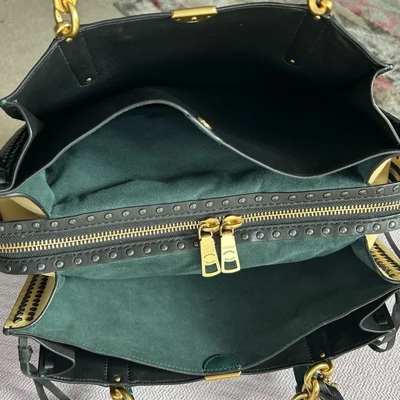 COACH Dreamer 34 ColorBlock Whipstitch Shoulder Bag in Evergreen - Picture 11 of 15